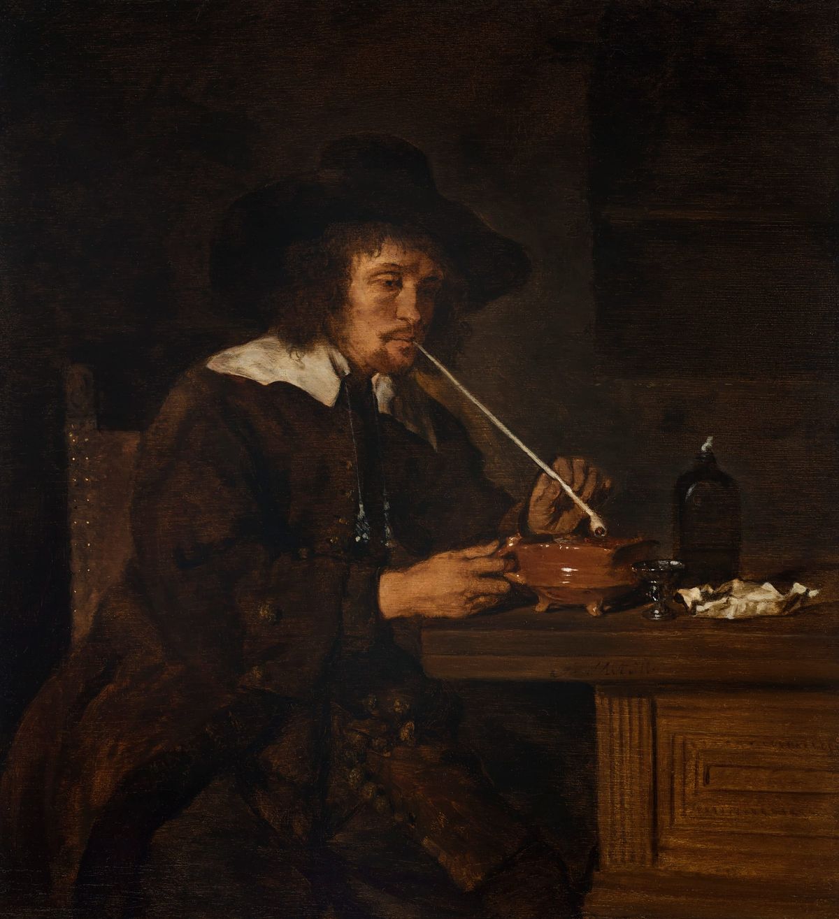 담뱃대에 불을 붙이는 남자 A Smoker Lighting His Pipe