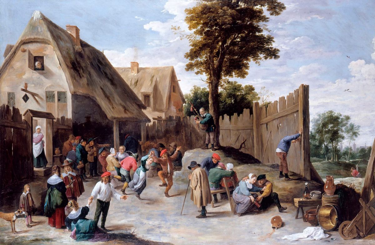 주막 밖에서 춤추는 농민들 Peasants dancing outside a Tavern