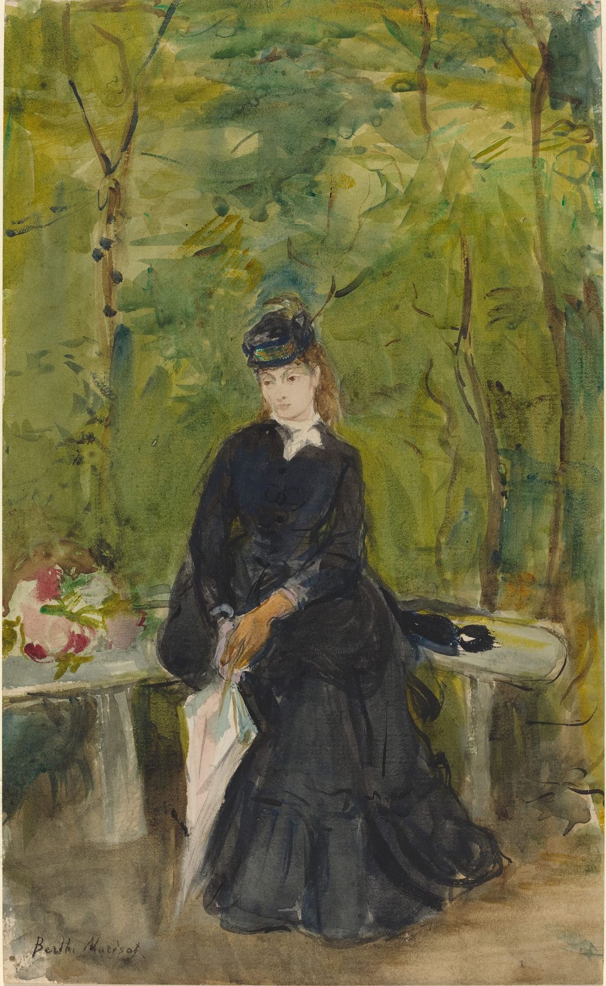 벤치에 앉아 있는 여인 (Young Woman Seated on a Bench)