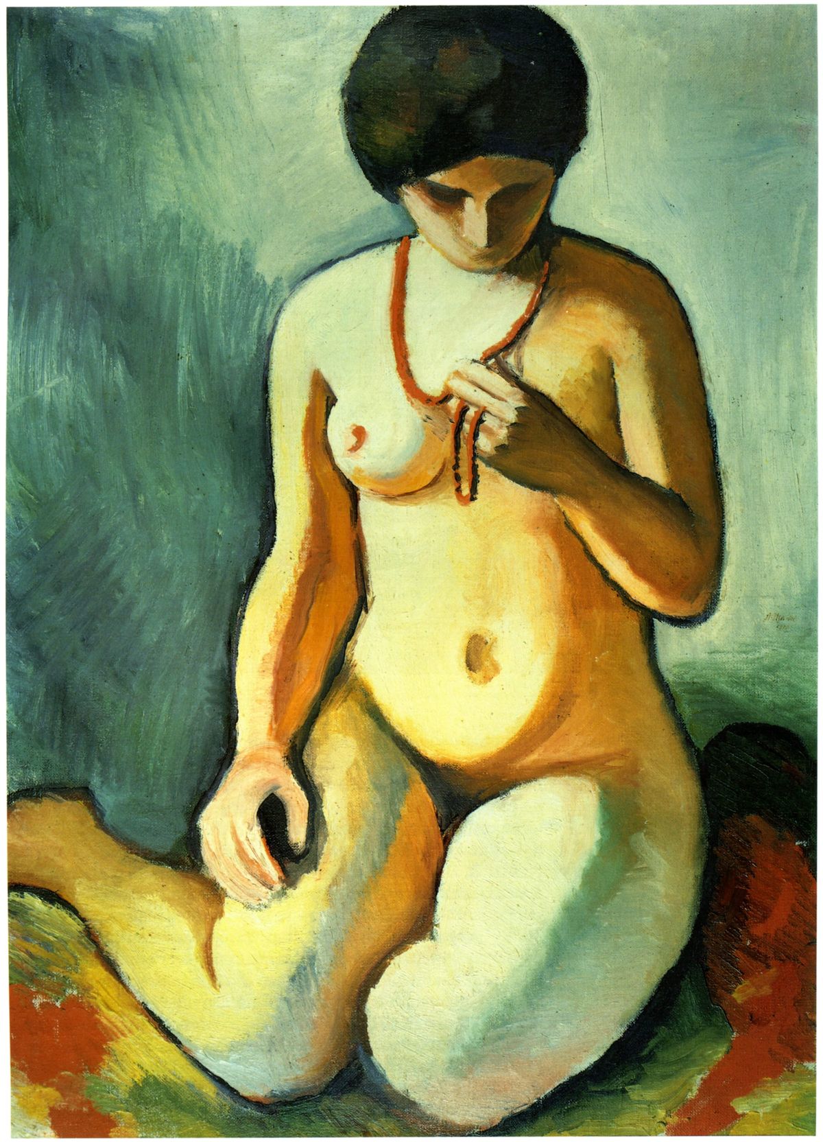 산호 목걸이를 한 누드 (Akt mit Korallenkette / Nude with Coral Necklace, 1910)