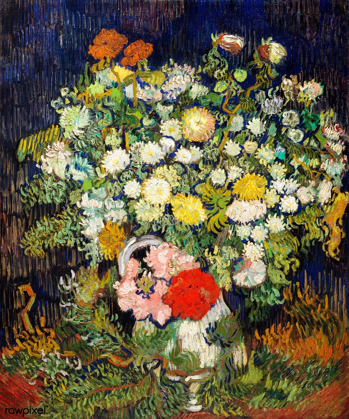 백일홍이 꽂힌 꽃병 Bowl with Zinnias and Other Flowers