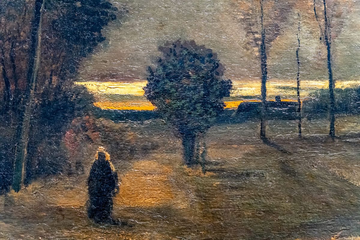 석양 속 여인과 소나무 풍경 Pine Trees at Sunset with Female Figure