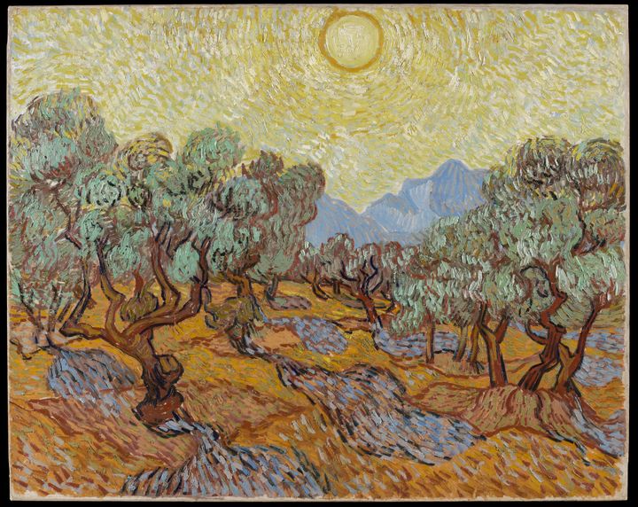 온 세상을 집어삼킬 듯 타오르는 황금빛 태양과 뒤틀린 고목의 생명력, 올리브 나무들 Olive Trees