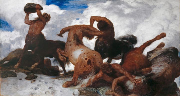 설산의 암벽 위에서 터져 나온 맹수들의 혈투와 화실의 난투극, 켄타우로스의 싸움 Kentaurenkampf