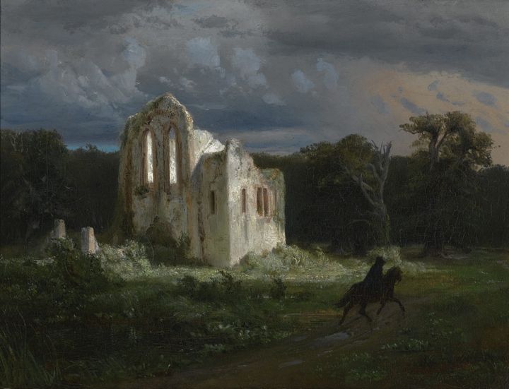 푸른 달빛 아래 굳어진 폐허와 고독한 밤의 질주, 폐허가 있는 달빛 풍경 Moonlight Landscape with Ruin