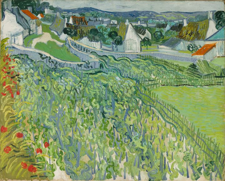 푸른 물결이 치는 포도밭 언덕과 평화로운 전원마을, 오베르의 포도밭 풍경 Vineyards with a View of Auvers