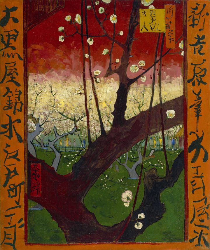 동양의 선묘와 서양의 색채가 빚어낸 찬란한 오마주, 꽃피는 매화나무 Flowering Plum Tree (after Hiroshige)