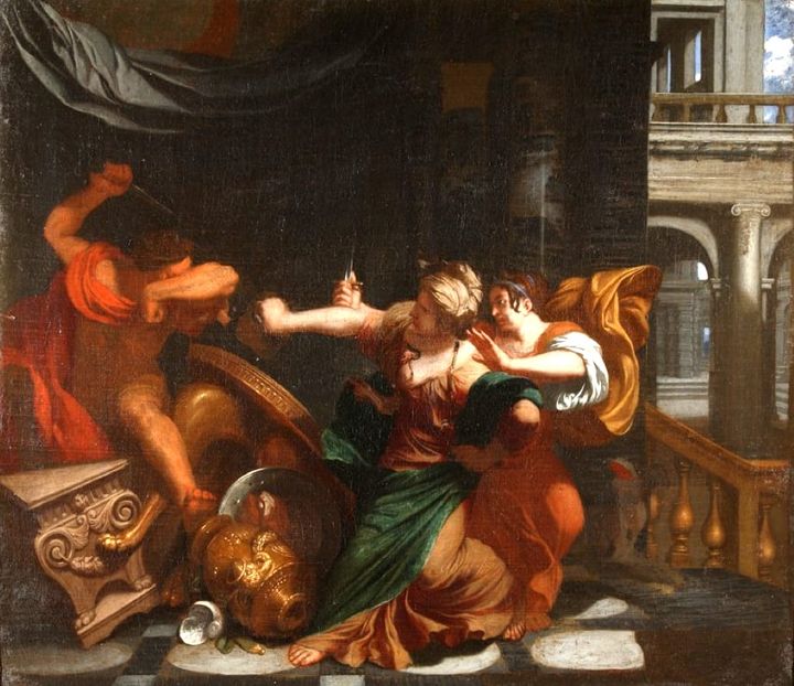 프로크네와 필로멜라, 테레우스에게 아들 이티스의 머리를 보여주다 (Procne and Philomela Showing Tereus the Head of His Son Itys)