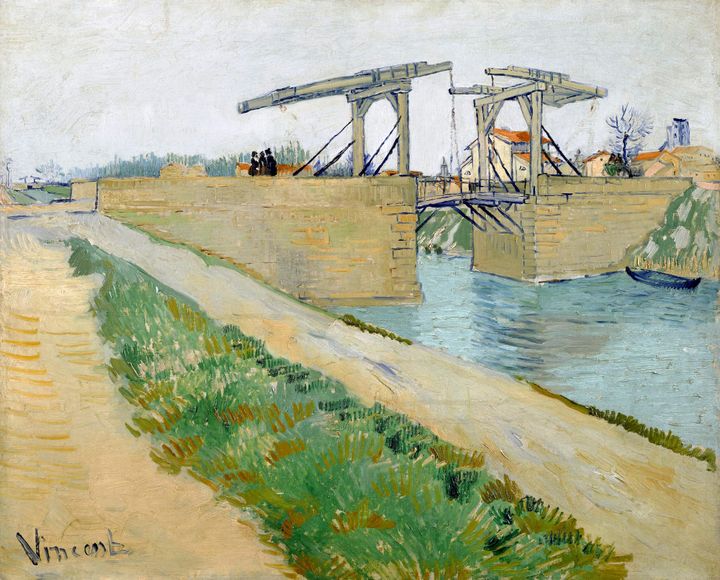 아를의 맑은 운하에 걸린 고향의 노스탤지어, 랑글루아 다리 The Langlois Bridge at Arles