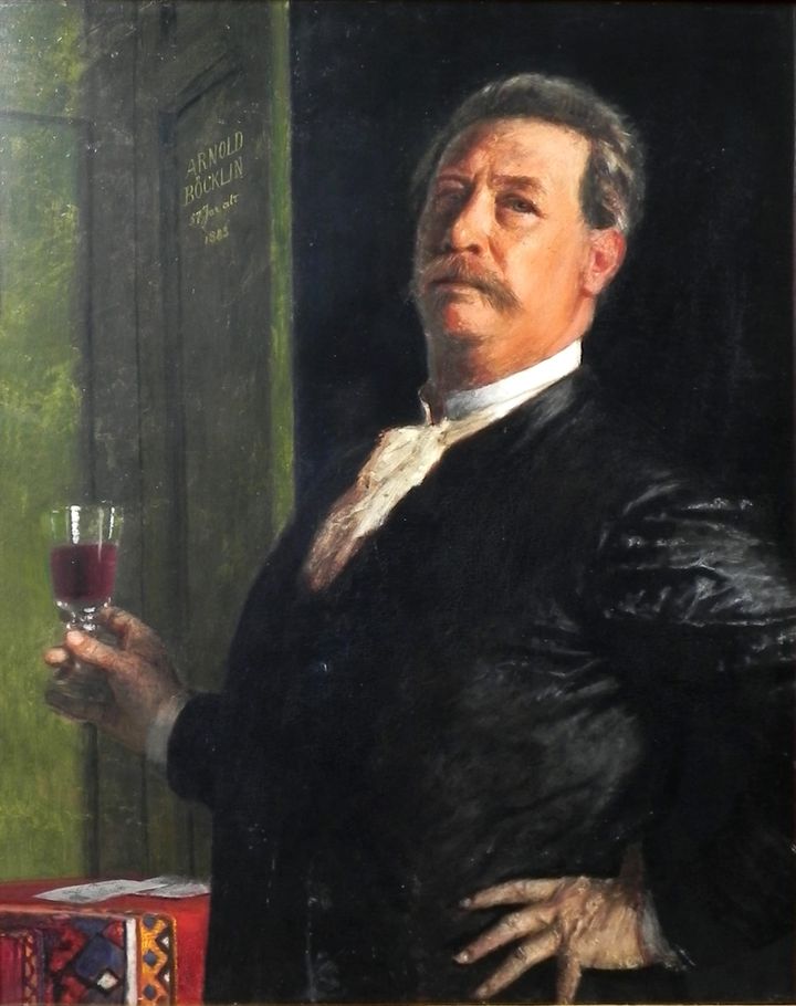 붉은 와인잔을 든 노장의 오만한 미소, 와인잔을 든 자화상 Self-Portrait with Wine Glass