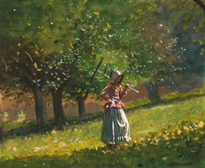 건초 갈퀴를 든 여인 (과수원의 건초 만드는 소녀) - Girl with Hay Rake / In the Orchard