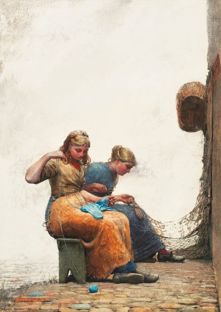 뜨개질과 그물 손질 (컬러코츠의 어촌 여인들) - Knitting and Mending Nets / Fisherwomen at Cullercoats