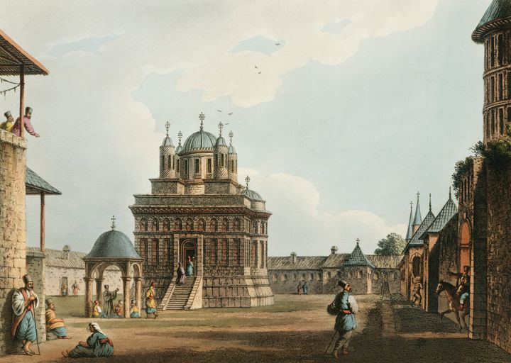 발라키아의 쿠르테아 데 아르제슈 성당 전경 (Church of Curtea de Argeș in Wallachia)
