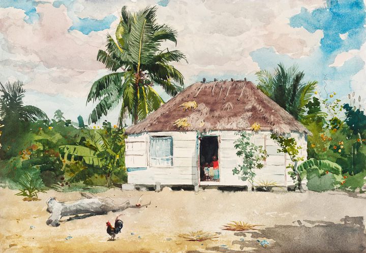 바하마의 오두막 (열대의 초가집과 아이들) - A Bahamian Cabin / A Nassau Native Hut