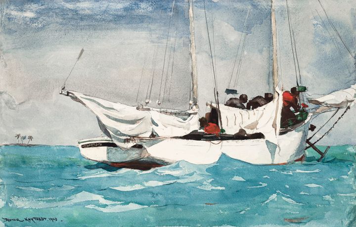 키웨스트의 해면 채취선 (정박한 범선들) - Sponging, Key West / Fishing Boats, Key West