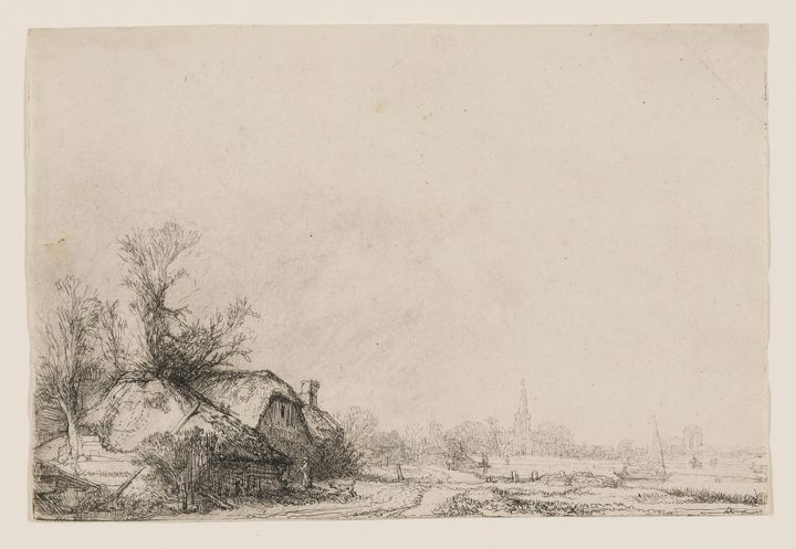 나무가 있는 초가집과 첨탑이 보이는 풍경 (Landscape with a Cottage and a Large Tree / Cottage with a Large Tree)