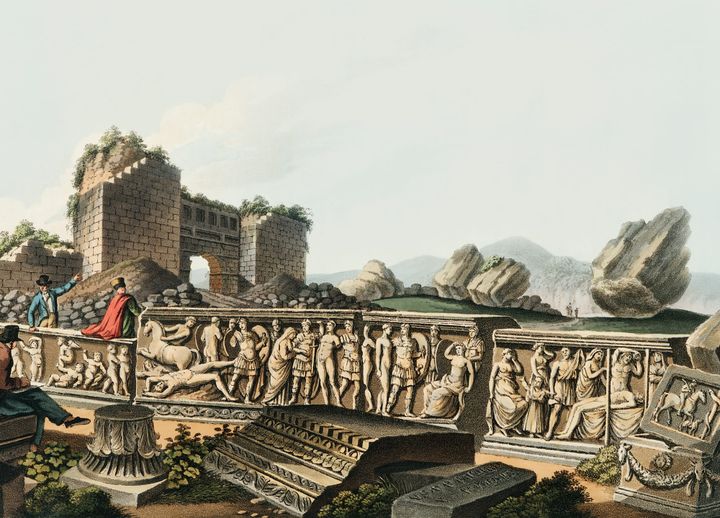 코린토스 근처의 석관과 성문 유적 전경 (Sarcophagi and Gate near Corinth)