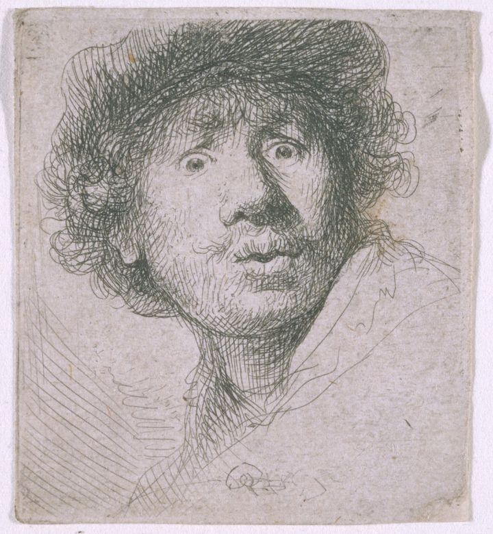 눈을 동그랗게 뜨고 놀란 표정의 자화상 (Self-Portrait with Wide Eyes / Self-Portrait Staring)