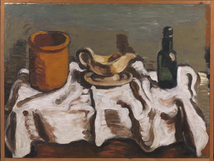 버터 항아리, 소스 그릇, 병이 있는 정물 (Still Life with Butter Jar, Sauce Boat and Bottle)