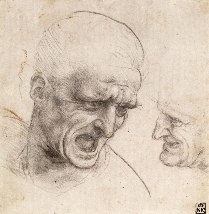앙기아리 전투를 위한 병사의 두상 연구 (Studies of Soldiers' Heads for 'The Battle of Anghiari')