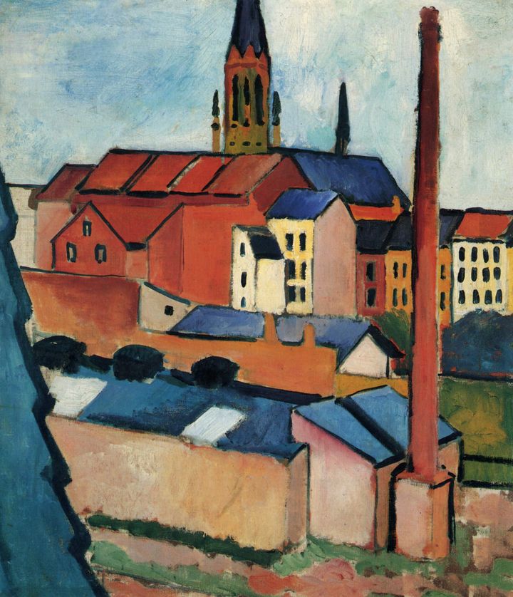마리아 성당과 공장 굴뚝이 있는 풍경 (Marienkirche mit Schornstein / Church of Our Lady with Chimney, 1911)