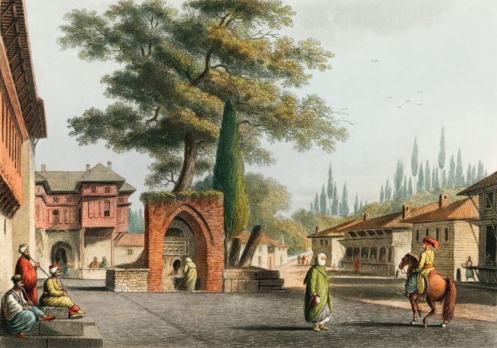 이스탄불 에스퀴다르의 샘터와 거리 (Fountain at Scutari, Ottoman Empire)