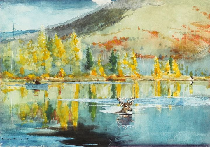 헤엄치는 사슴 (가을 호수의 사슴) - A Good Pool, Saguenay River / Deer in the Adirondacks