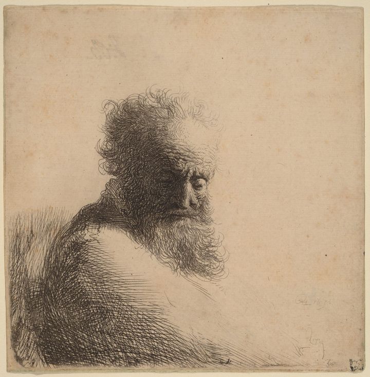 고개를 숙인 수염 있는 노인의 초상(Portrait of an Old Man with a Beard, Looking Down)
