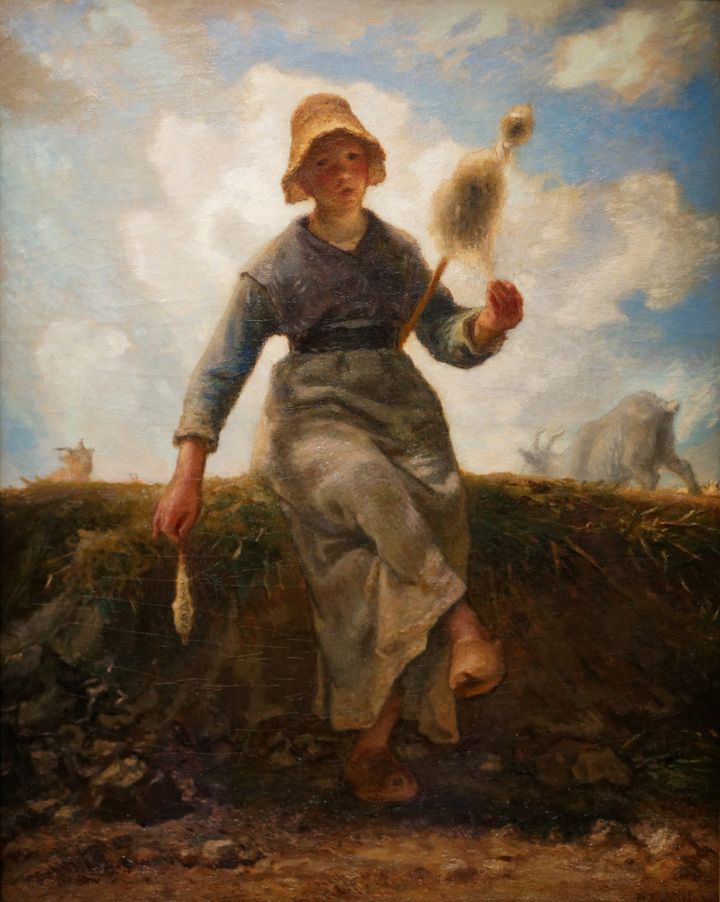 실 잣는 오베르뉴의 염소치기 소녀 (La Fileuse, chèvrechaude d'Auvergne / The Spinner, Goatherd of Auvergne, c. 1854)