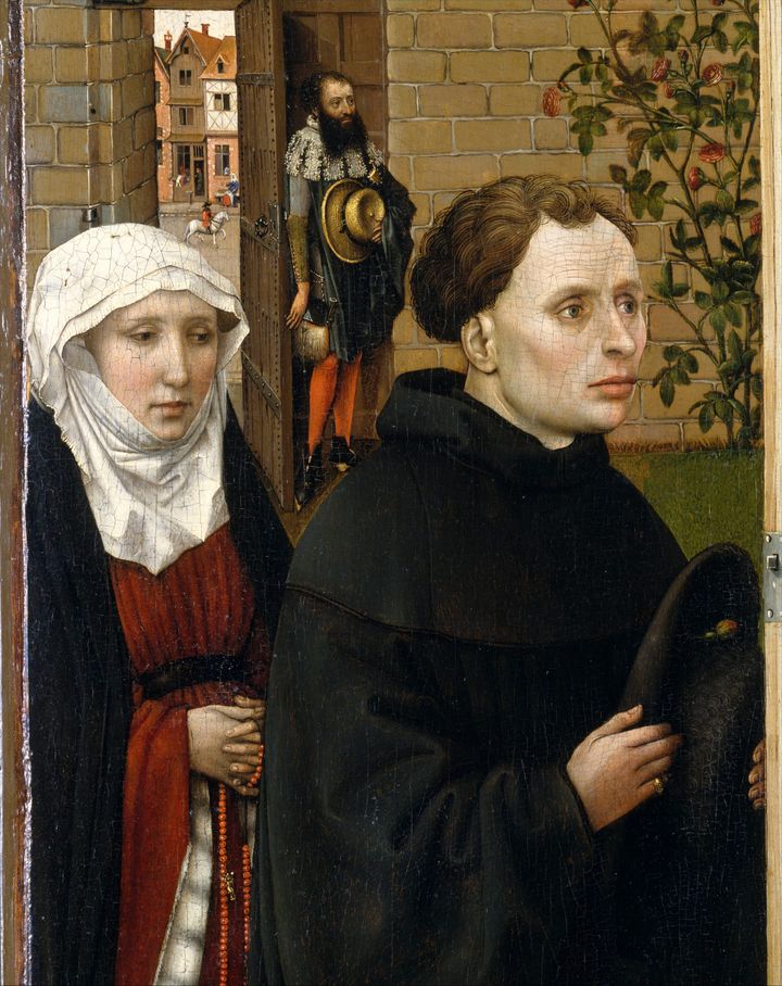 메로드 제단화: 후원자들의 방문 - Annunciation Triptych (Merode Altarpiece) - Left Wing: Donors