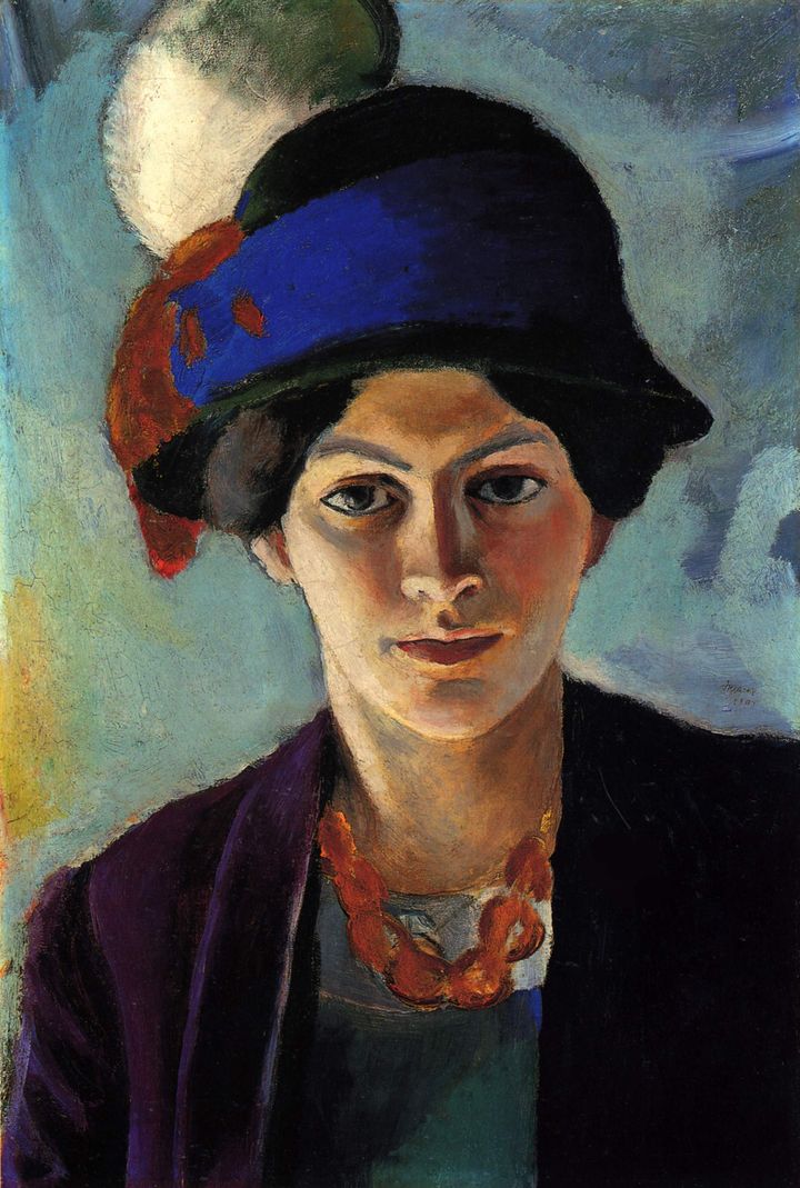 파란 모자를 쓴 화가의 아내 초상 (Portrait의 Elisabeth Gerhardt / Porträt Elisabeth Gerhardt mit blauem Hut / Portrait of the Artist's Wife with Blue Hat, 1909)