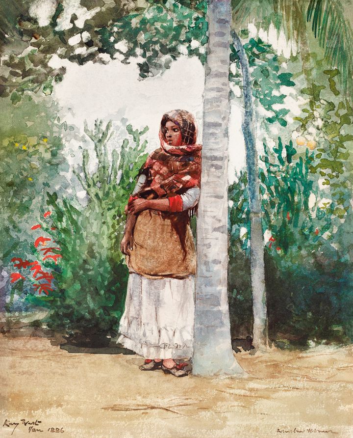 코코넛 야자나무에 기댄 여인 - A Woman Resting against a Coconut Palm, Key West
