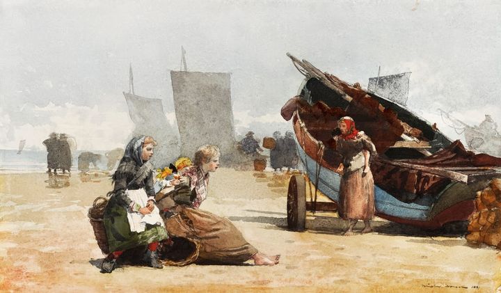 해변의 어촌 여인들과 아이들 - Fisherfolk on the Beach, Cullercoats