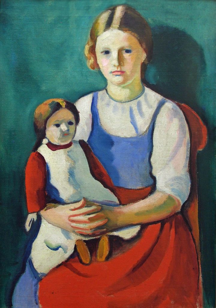 인형을 안고 있는 금발 소녀 (Blondes Mädchen mit Puppe / Blonde Girl with Doll, 1910)