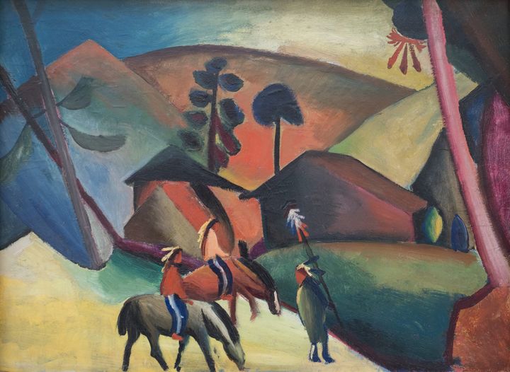 인디언들과 말이 있는 풍경 (Landschaft mit Indianern und Pferden / Landscape with Indians and Horses, 1911)