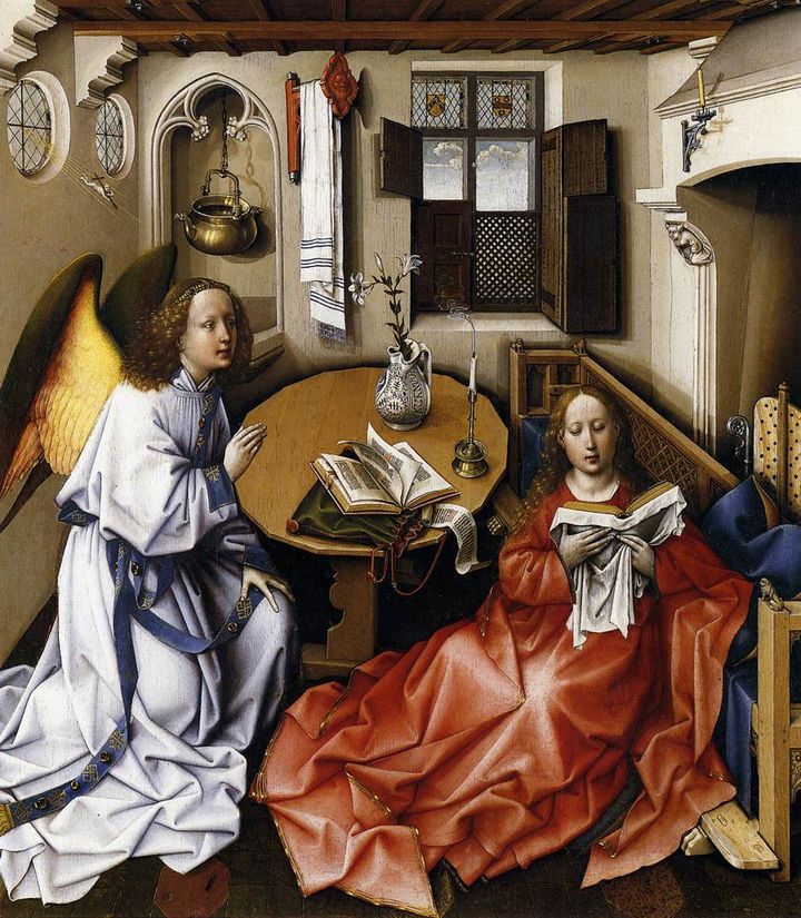 메로드 제단화: 수태고지 - Annunciation Triptych (Merode Altarpiece) - Central Panel: The Annunciation
