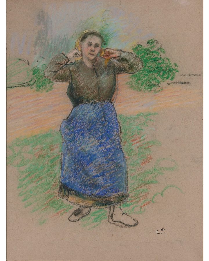 스카프를 매는 시골 여인 (Paysanne nouant son foulard, c. 1880–1882)