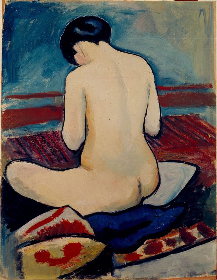 쿠션을 괸 앉아있는 누드 (Sitzender Akt mit Kissen / Sitting Nude with Pillow)