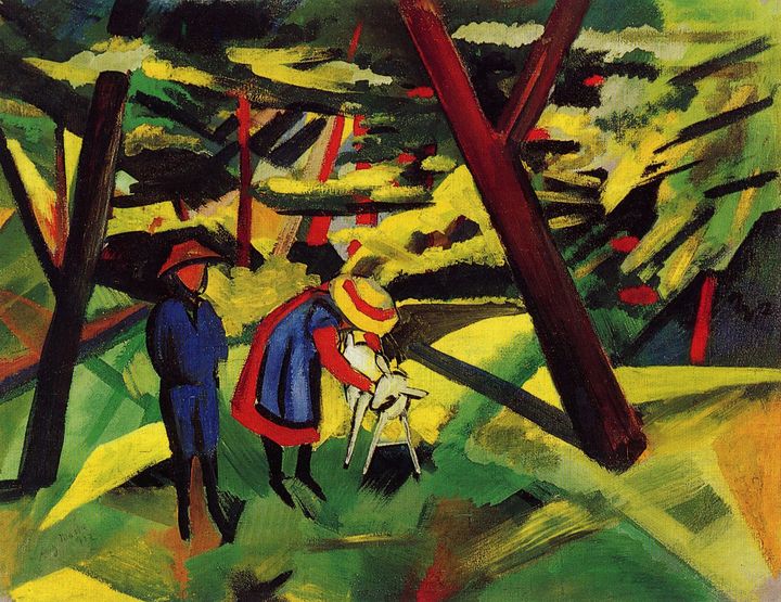 숲속의 아이들과 염소 II (Kinder mit Ziege im Wald / Children with Goat in the Woods, 1913)