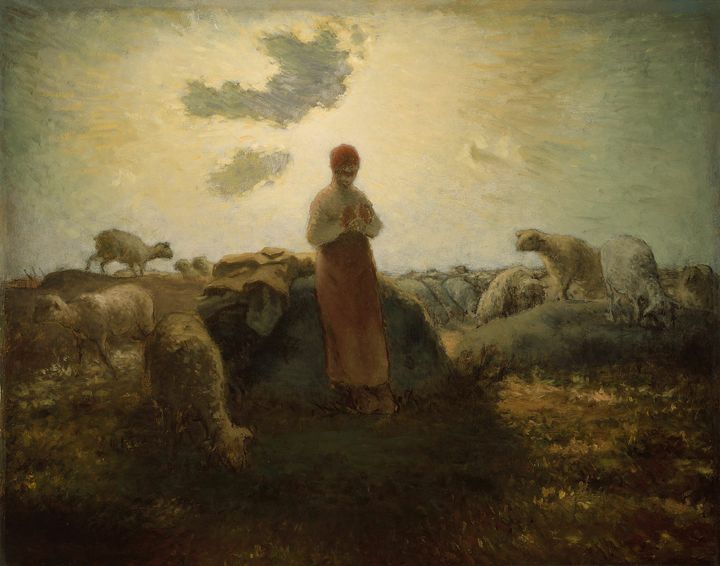 양치는 소녀와 양 떼 (Bergère avec son troupeau / Shepherdess with Her Flock, c. 1863)