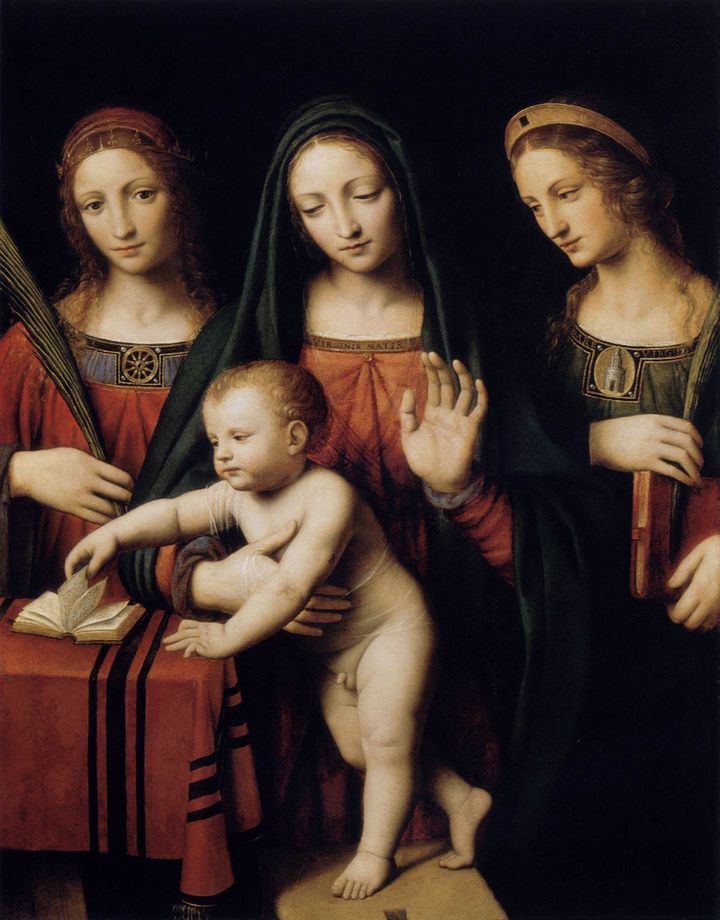 성 카타리나와 성 바르바라와 함께 있는 성모자와 성화 Madonna and Child with Sts Catherine and Barbara