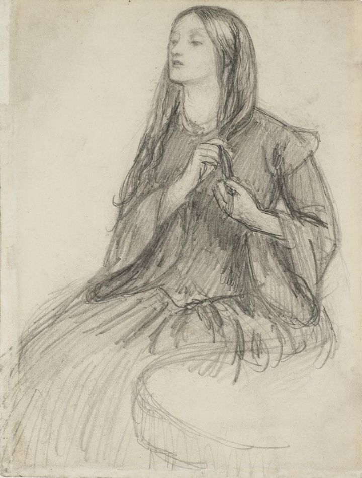 엘리자베스 시달의 머리 땋기 Elizabeth Siddall Plaiting her Hair