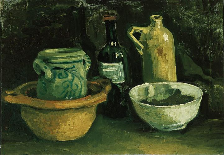 도기, 병, 그릇이 있는 정물 Still Life with Earthenware Pot, Bottle and Bowl
