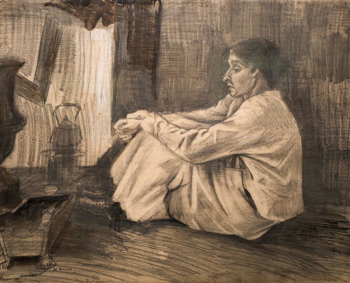 난로 곁에 앉은 여인 Woman Sien seated near the stove