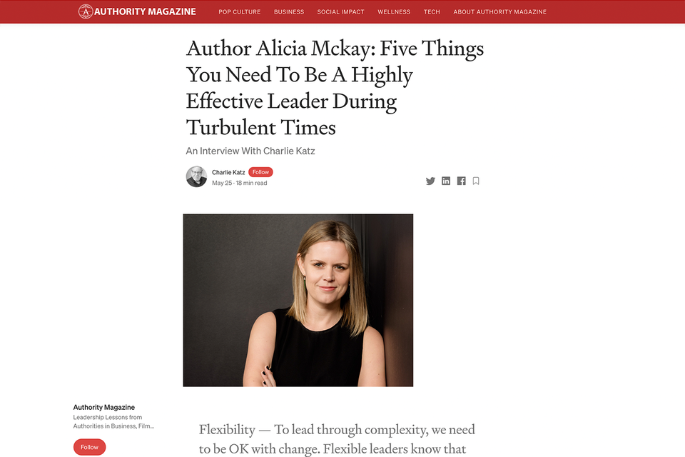Author Alicia Mckay: Five things you need to be a highly effective leader in turbulent times