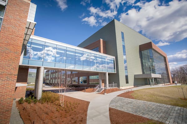 A bridge connects two buildings at the Bristol-Myers Squibb facility in Devens. The site’s expansion is designed to accelerate the development and launch of new medicines by bringing together on one campus the work of biologics drug development, clinical trial and commercial manufacturing.