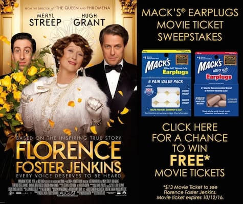 Mack's Earplugs_Florence Foster Jenkins Movie Sweepstakes