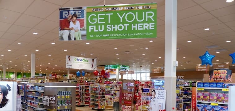 Rite Aid flu shot sign_interior