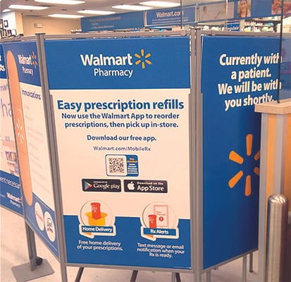 Walmart Rx refills sign