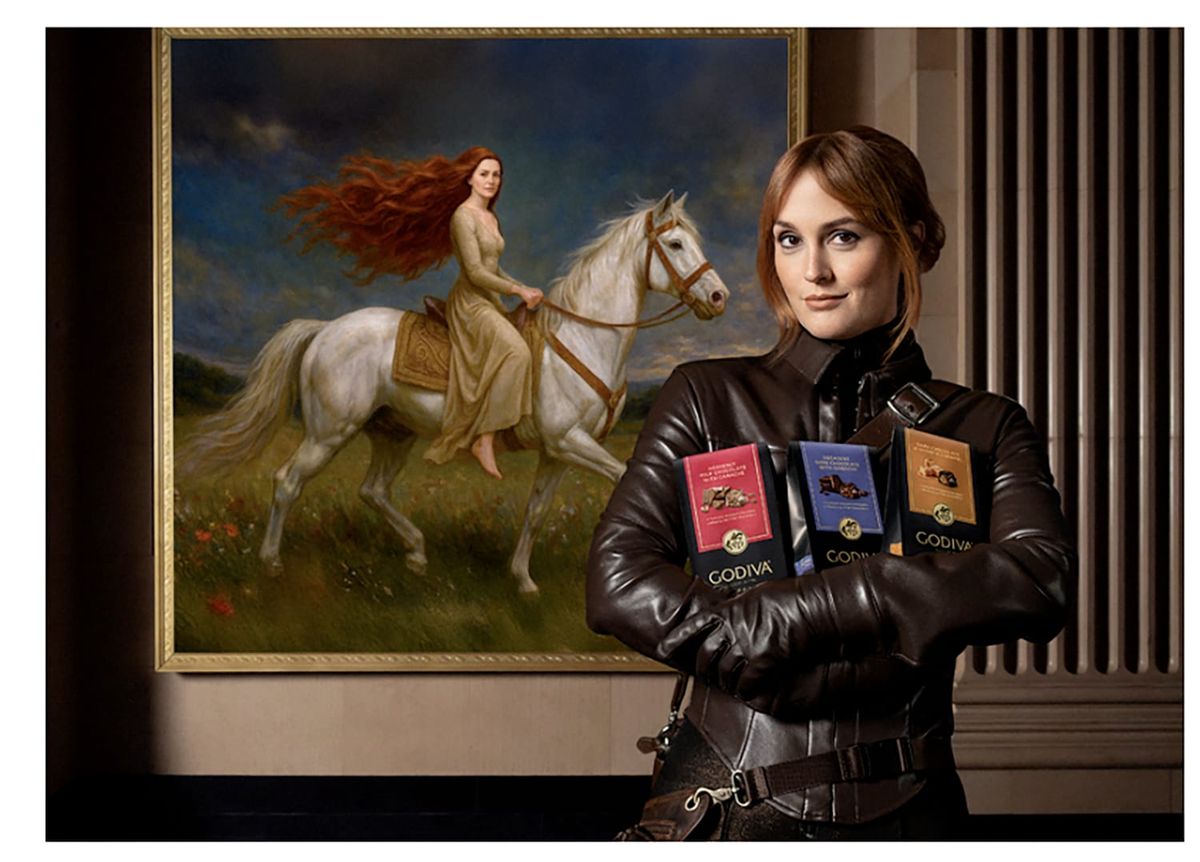 Leighton Meester channels Lady Godiva in Godiva's bold and iconic